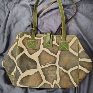 Dooney & Bourke Giraffe-Print Canvas Tote with Green Trim